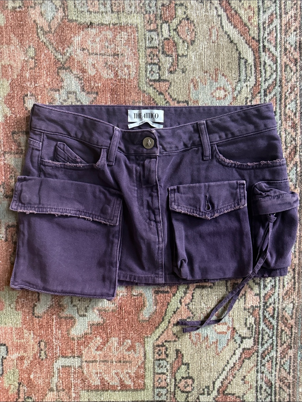 The Attico Women's Purple Cargo Pocket Mini Skirt